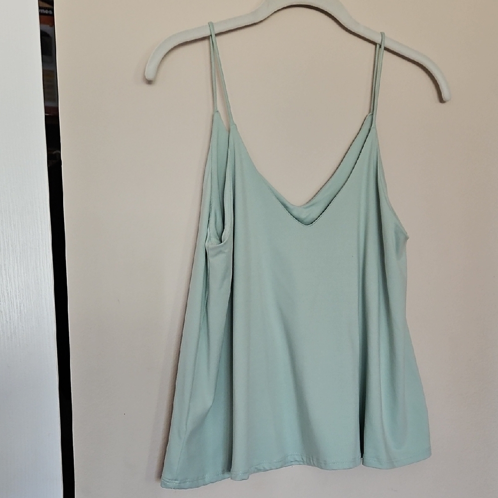GAZE Mint Green Spagetti Strap Cami Cropped Top, Lined, Butter-soft ~ Small